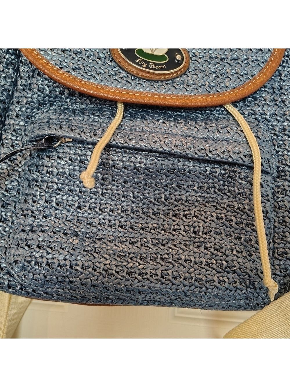 Lily Bloom Mini Backpack Purse With Blue Crossstich - Picture 3 of 8
